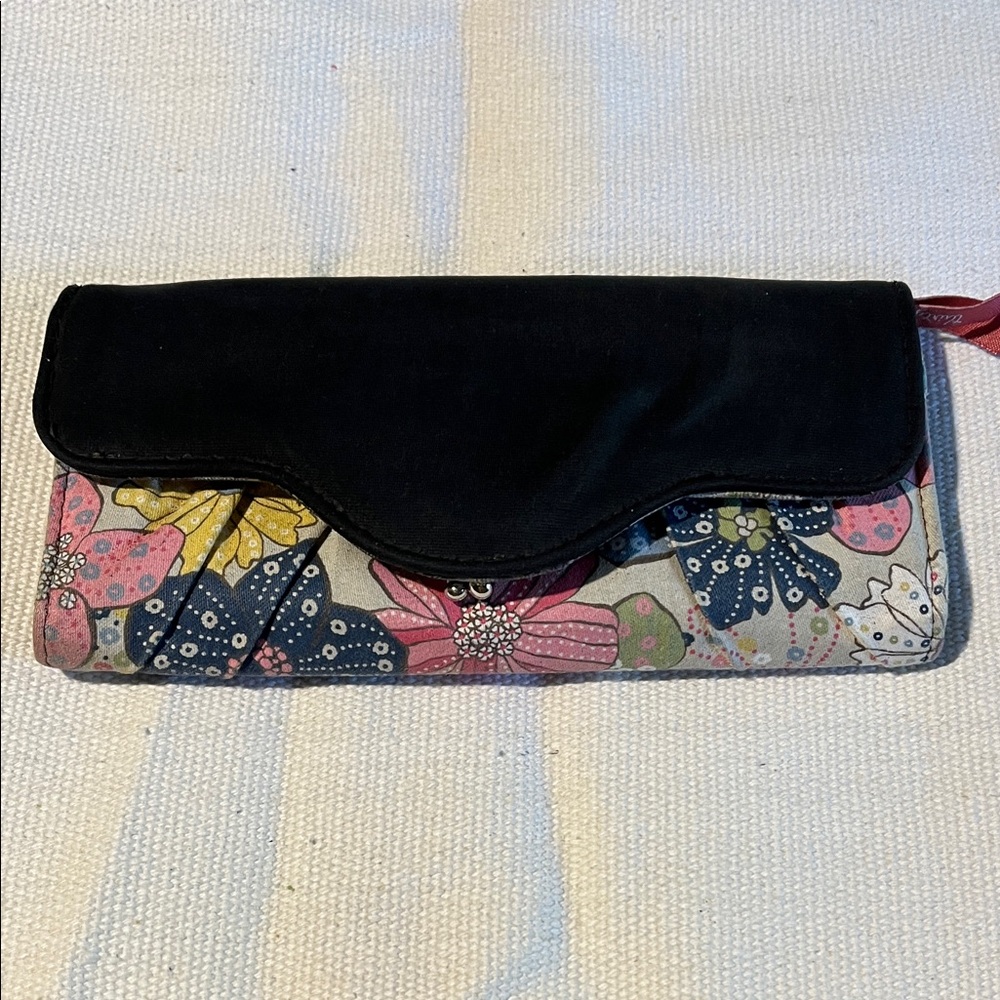Thirty-One Black and Multicolor Floral Clutch